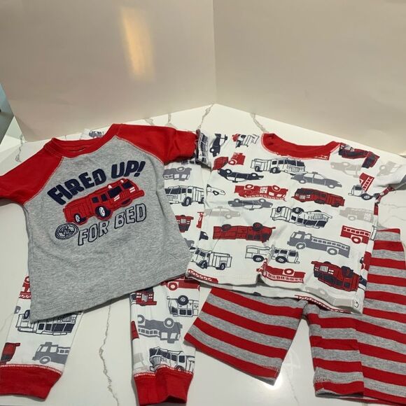 Carter’s | Boys FIREMAN 4-piece PAJAMA SET Pjs Snug Fitting - Picture 1 of 7